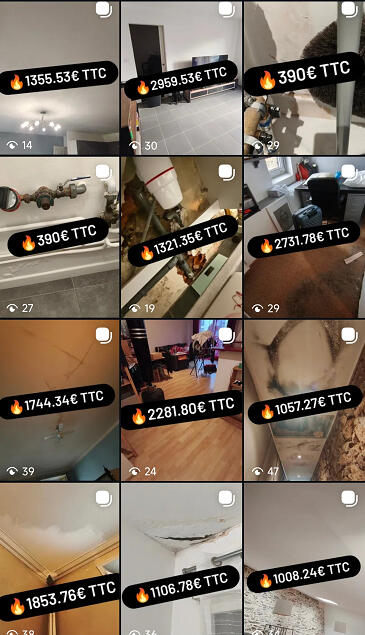 Chantier Dégât des eaux Exemple sinistre habitat